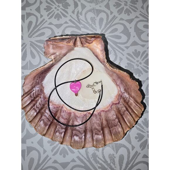 Handmade Jewelry - Handmade Pink Heart Popsicle Charm Necklace (Cord Included)